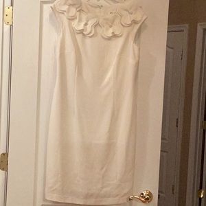 Cream Color/ off white sleeveless dress with flowers around neckline